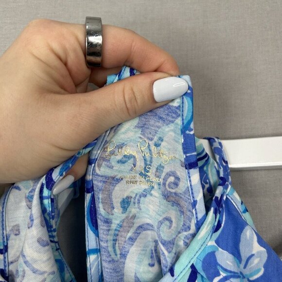 Lilly Pulitzer Womens Dress XXS Saltwater Blue Billie Suns Out Funs Out Coastal - Picture 10 of 10
